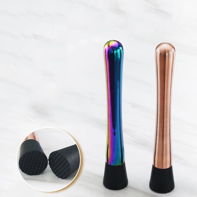 Muddler for Cocktails 8Inch Stainless Steel Cocktail Muddler with Grooved Nylon Head Fruit Crusher