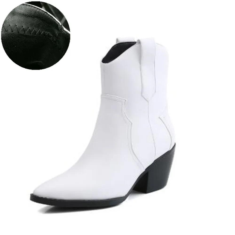 Fashion Plus Size 33-45 Slip-On Retro Black Booties Woman Winter Autumn Western Boots Women 2025 Fashion Ankle Cowboy Boots Shoes Woman