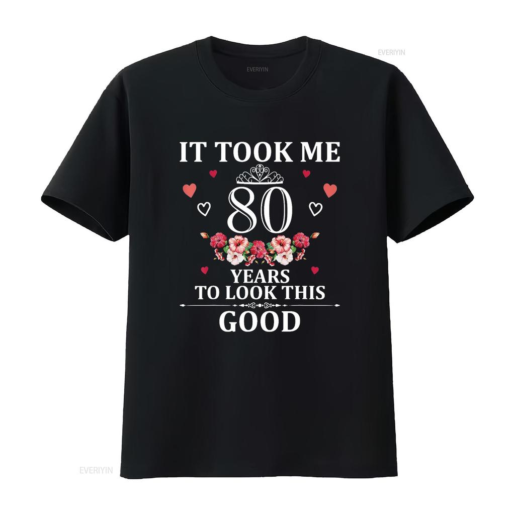 80 Year Old Lady Woman Funny Mom s 80th Birthday T Shirt Black vintage Washed Versatile Breathable homme Top For Everyday Wear