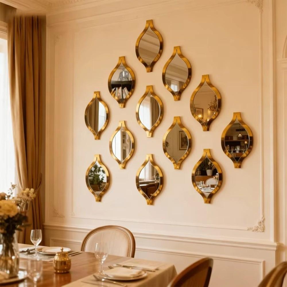 Golden Color Mirror Wall Sticker Removable Wall Mirror Decal  Bedroom Wall Decor