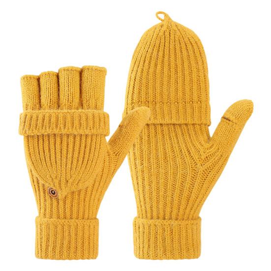 Winter Knitted Fingerless Gloves Knit Convertible Mittens with Flip Cover Men Women Warm Mittens for Typing Driving Stocking Stuffers Gifts