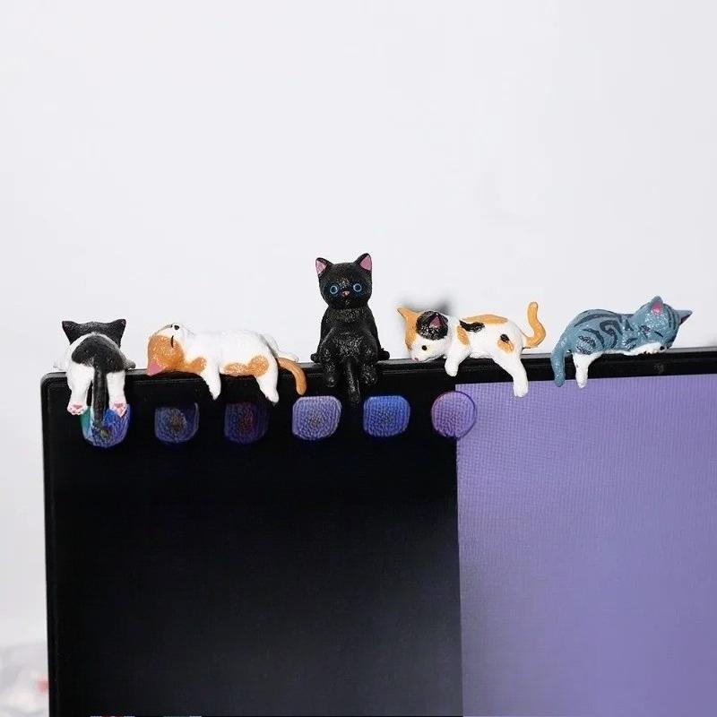 5pcs/set Office Desktop Mini Cute Kitten Ornaments Computer Car Center Console Display Edge Decoration Decoration