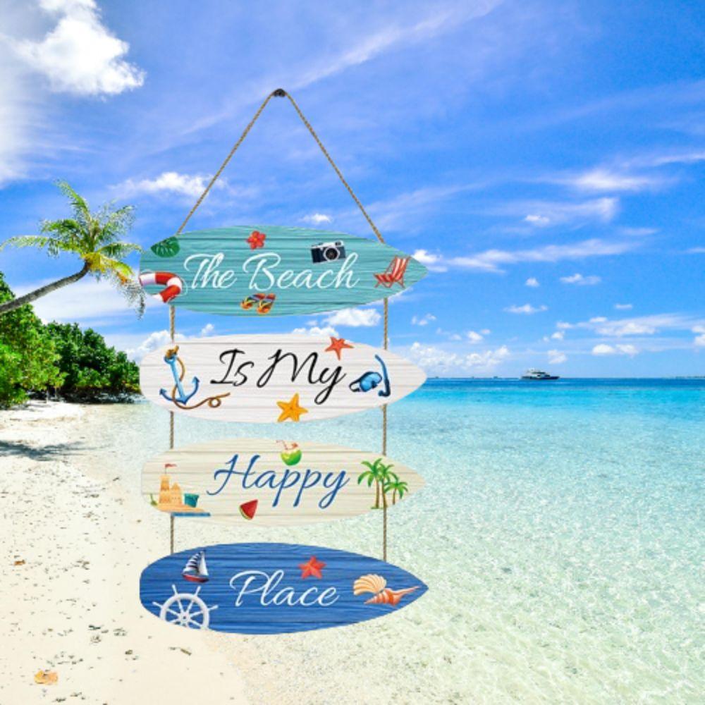 Creative Ocean Theme Summer Ocean Wall Decoration Hanging Funny Sailing Surfboard Pendant Wall Art Wooden Beach Sign Cafe Bar