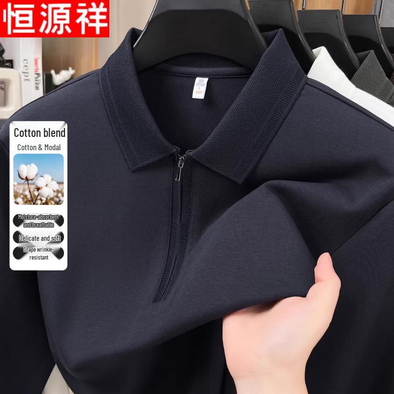 

Hengyuanxiang Men s Half-Zip Long Sleeve Polo Shirt L
