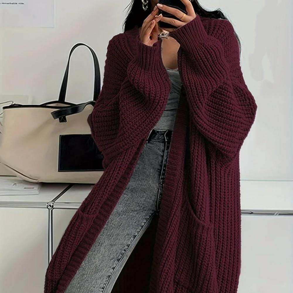 Temperament Long Over-the-knee Sweater Cardigan Women s Autumn and Winter New Lazy Wind Loose Thickened Knitted Jacket Women s Tide S