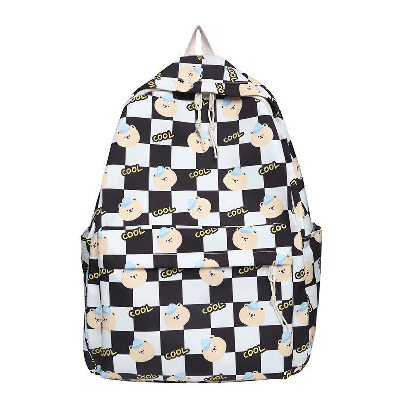 

School bag female ins Mori versatile large-capacity plaid backpack junior high school students primary school three to six years old backpack Single pack чёрный