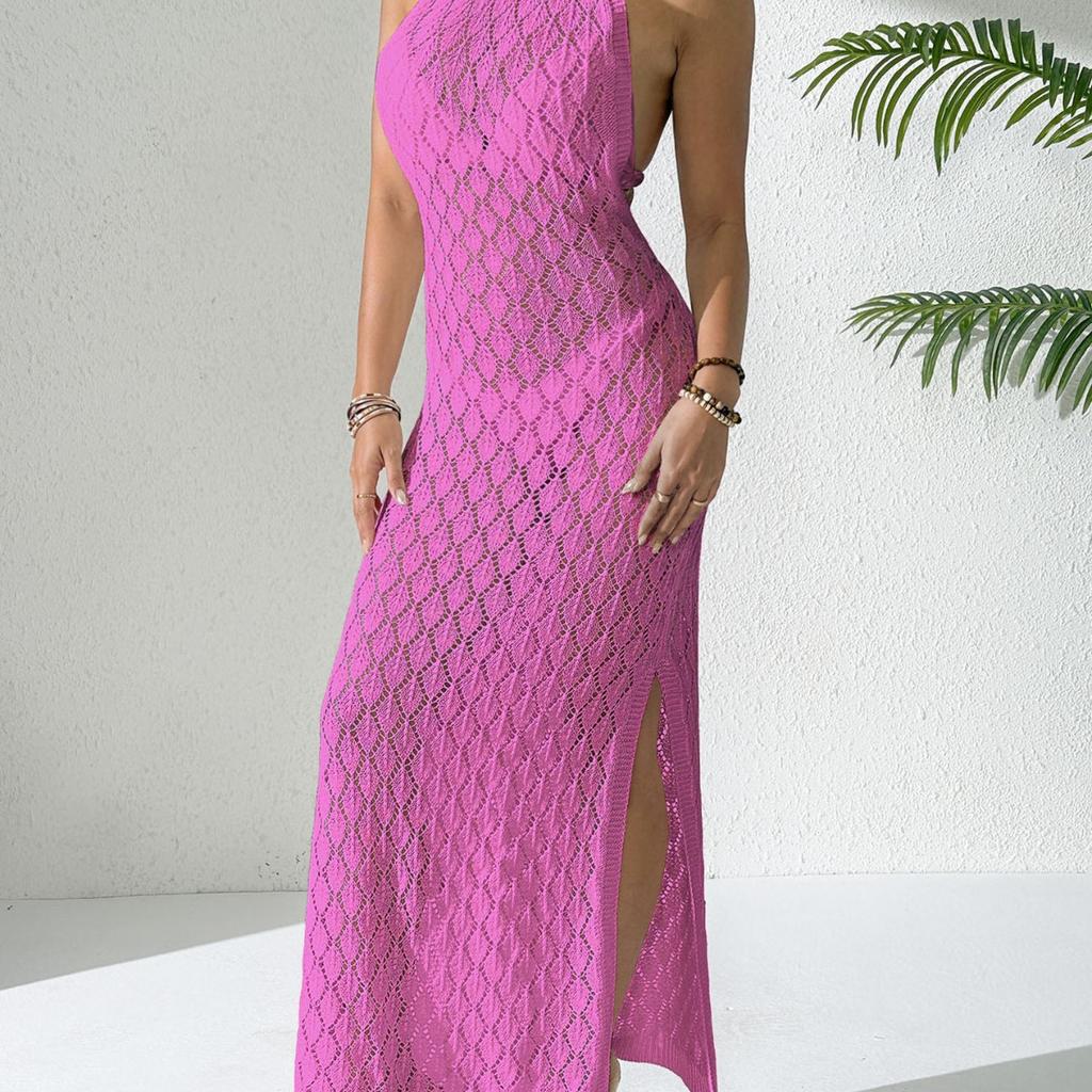 Beach Skirt Sexy Holiday Hollow Out Smock Sexy Halter Dress Binding Belt Skirt