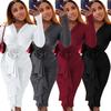 Europäisches & Amerikanisches Damen Herbst/Winter V-Ausschnitt Langarm Kleid - Rosenblumen Hip-Hugging Design