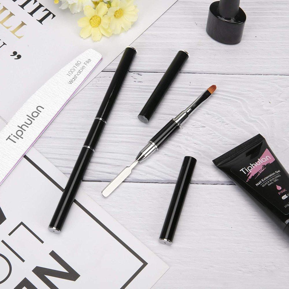 Brosse et sélecteur de Gel, brosse et spatule à ongles Design 2 en 1, outil de brosse à ongles en Gel pour Gel d'extension d'ongles en acrylique