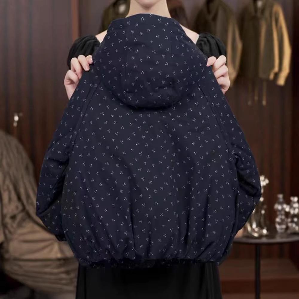 2025 Girls' Hooded Quilted Jacket - Korean Style, Printed, Thick Cotton for Autumn/Winter