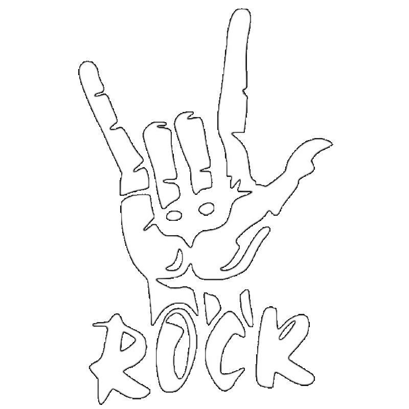 Black T Shirt With Rock Hand Sign And Rock Text Graphic For Casual Wear