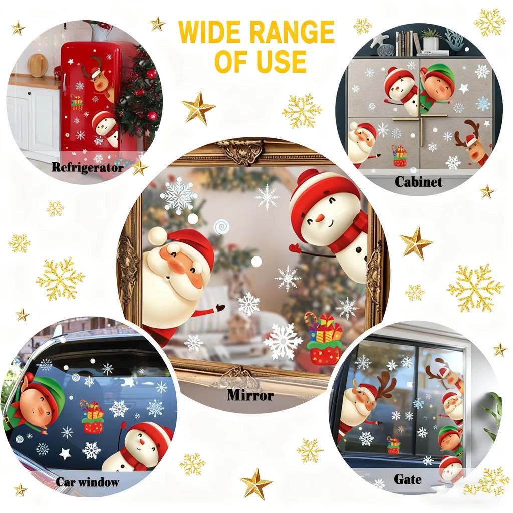 Christmas Window Stickers Santa Claus Wall Stickers Merry Christmas Decoration for Home Shop Glass New Year Electrostatic Decals