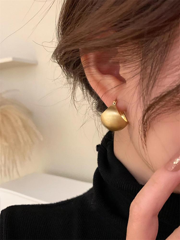 925 Silver Korean Geometric Ball Drawing Earrings Simple Temperament Exquisite Sexy Jewelry Gift Hoop Earrings