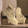 Outdoor Leather Men's Boots Designer High Top Man Ankle Boots Fashion Non-slip Casual Shoes High Quanlity Khaki Men Work Boot