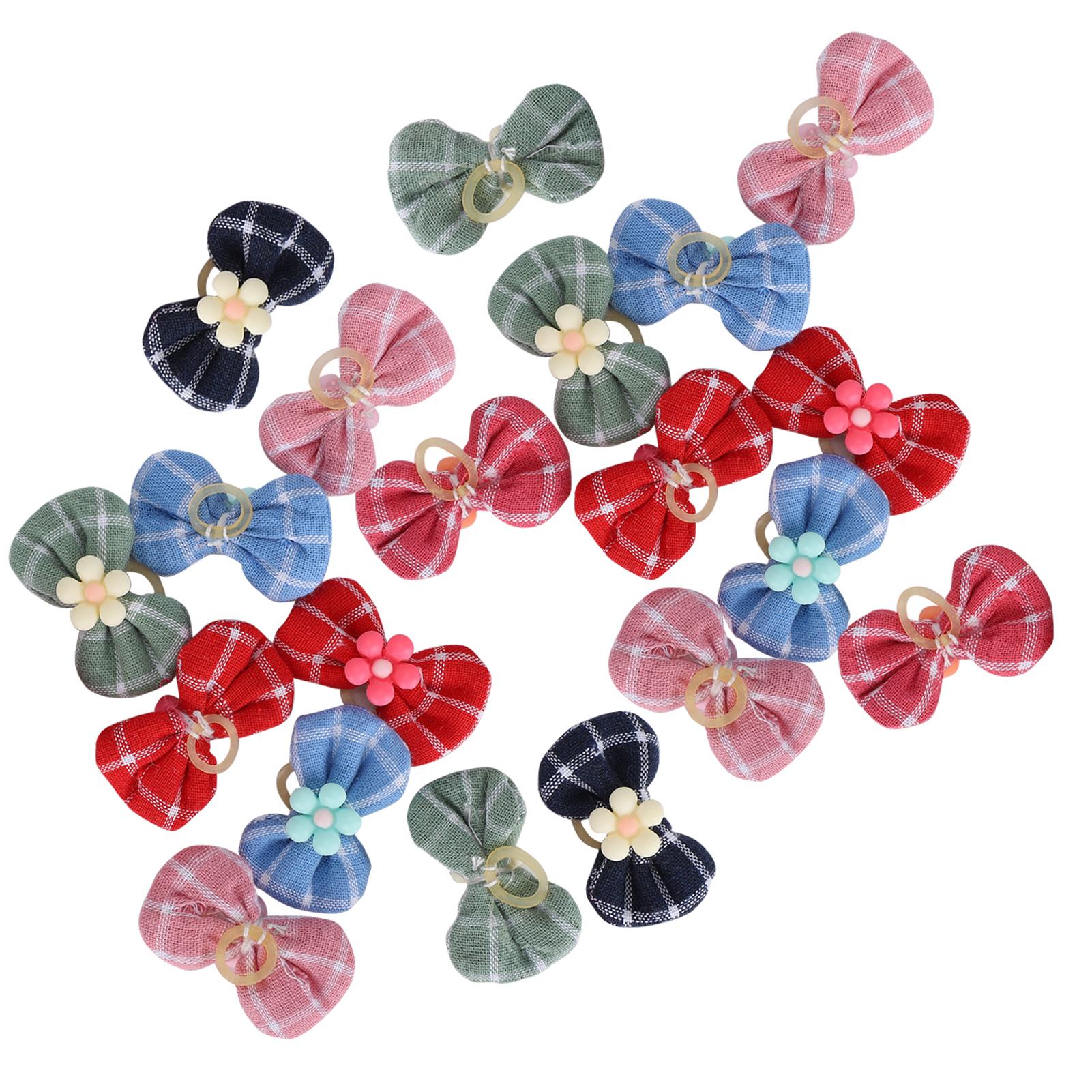 

20PCS Polyester Pet Bowknot Elastic Cord Headwear Decoration Accessory for Cats Dogs