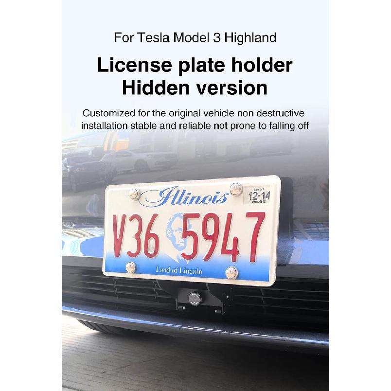 Fit For Tesla Model Y Juniper Model 3 Highland 2025 Diamond Free Front License Plate Holder Adhesive Free License Plate Holder