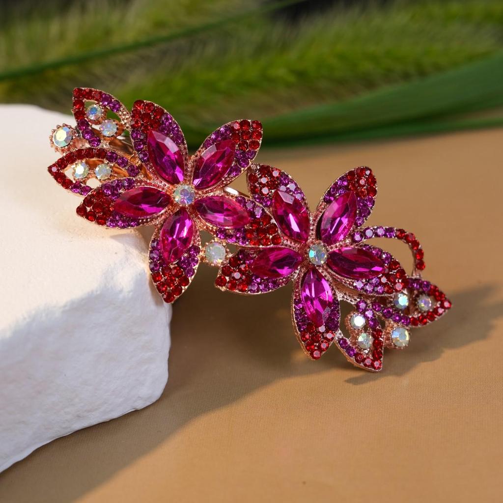 High-End Rhinestone Alloy Hair Clips: Versatile Large Spring Clips for Women's Hair