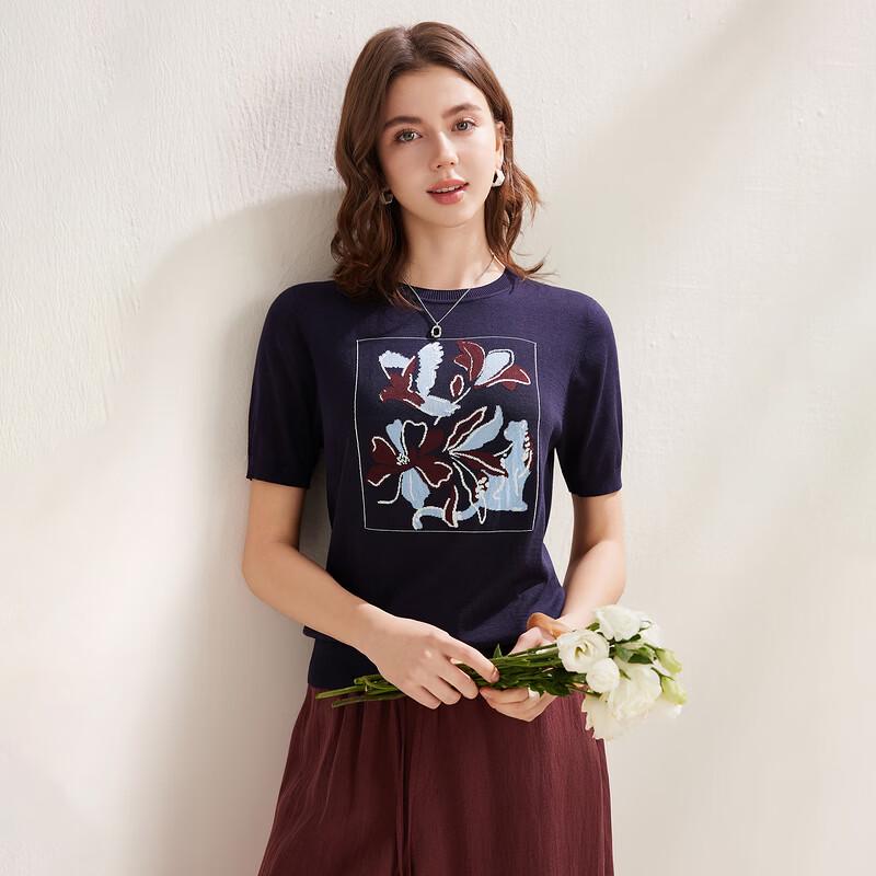 Zhaojun Women's Elegant Mulberry Silk Blend Knit T-Shirt