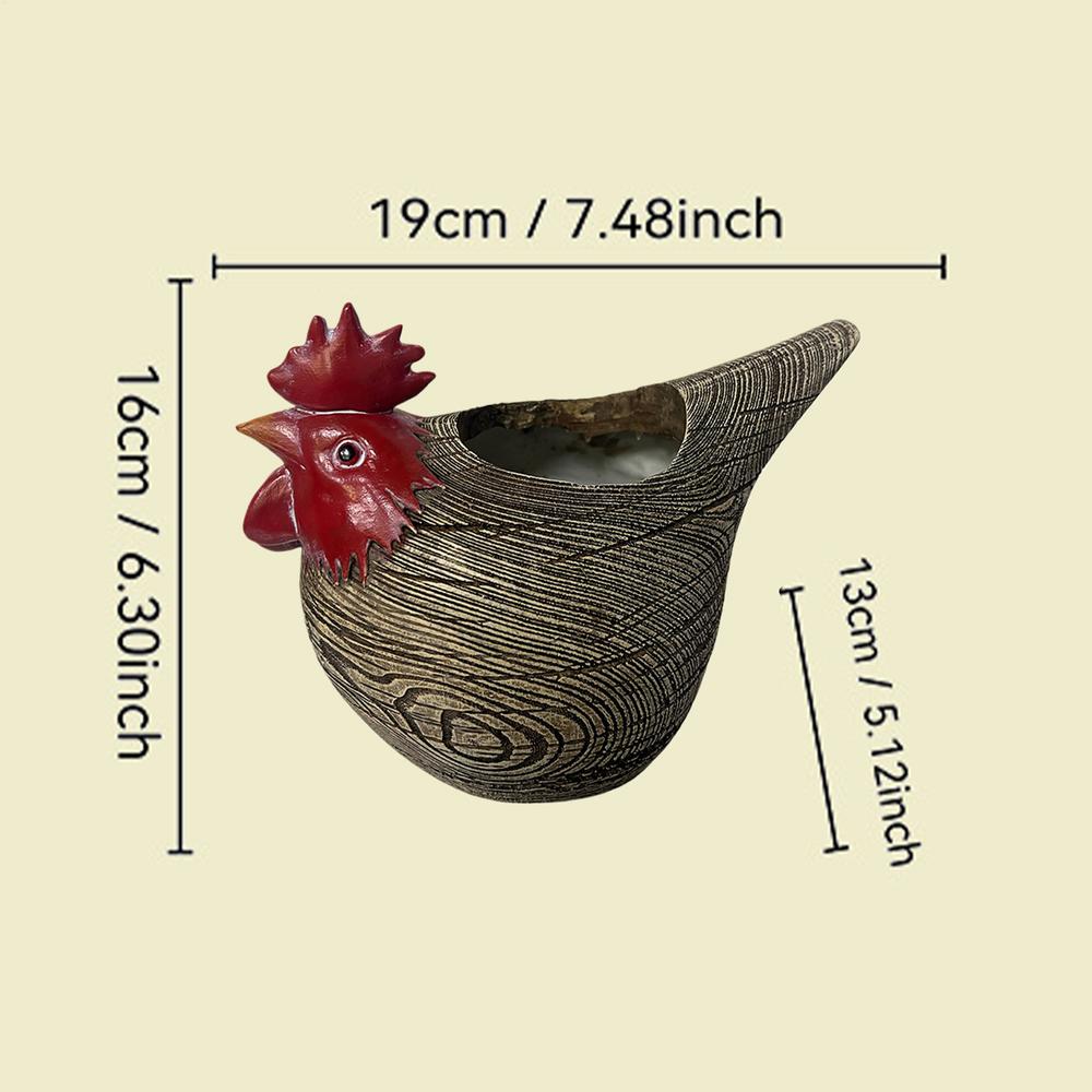 Cute Chicken Shape Ornament Creative Resin Chicken Rooster Flower Pots Indoor Resin Flower Pot Decorative For Garden Patio