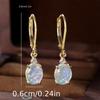 Opal Earrings with Micro Pave Cubic Zirconia Leverback Closure Copper Base with Platinum Plating Durable Design for Everyday Wear