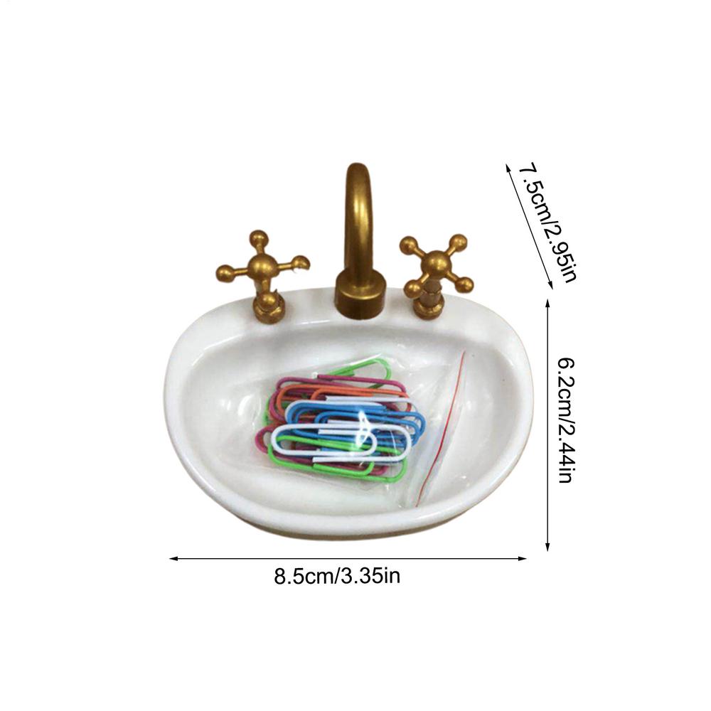 

Kitchen Sink Paper Clip Holder Magnetics Paperclips Storage Container Dollhouse Decor Desk Organizer for Kid Adult Gift золотой