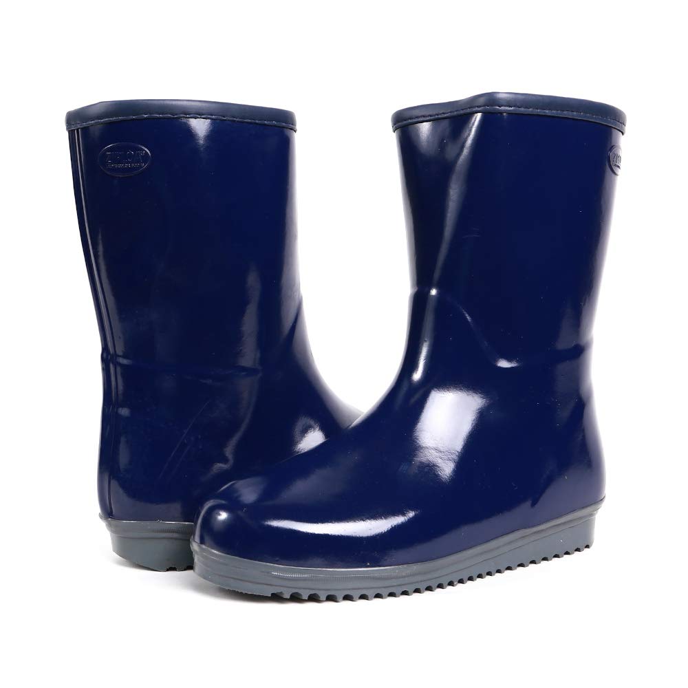 nobuoka Work Boots with Lining and Flat Size 2E CO-COS Sweat-Absorbent Soles, Ziploa, Women's, Navy, 23.5 cm,