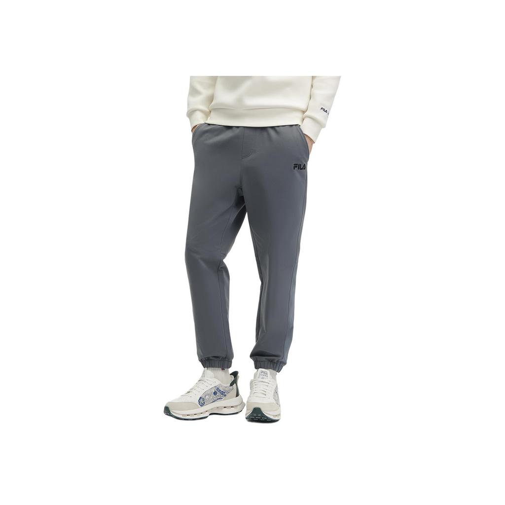 Fila X V&A Morgan Series Solid Color Tapered Retro Woven Casual Pants Men Bottoms Dark-Night-Gray F11M418801F-DY