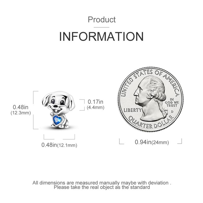 Cute Blue-hearted Puppy Charm Bead Components Copper Metal Authentic Original Bead Components Compatible With Authentic Original Charm Bead