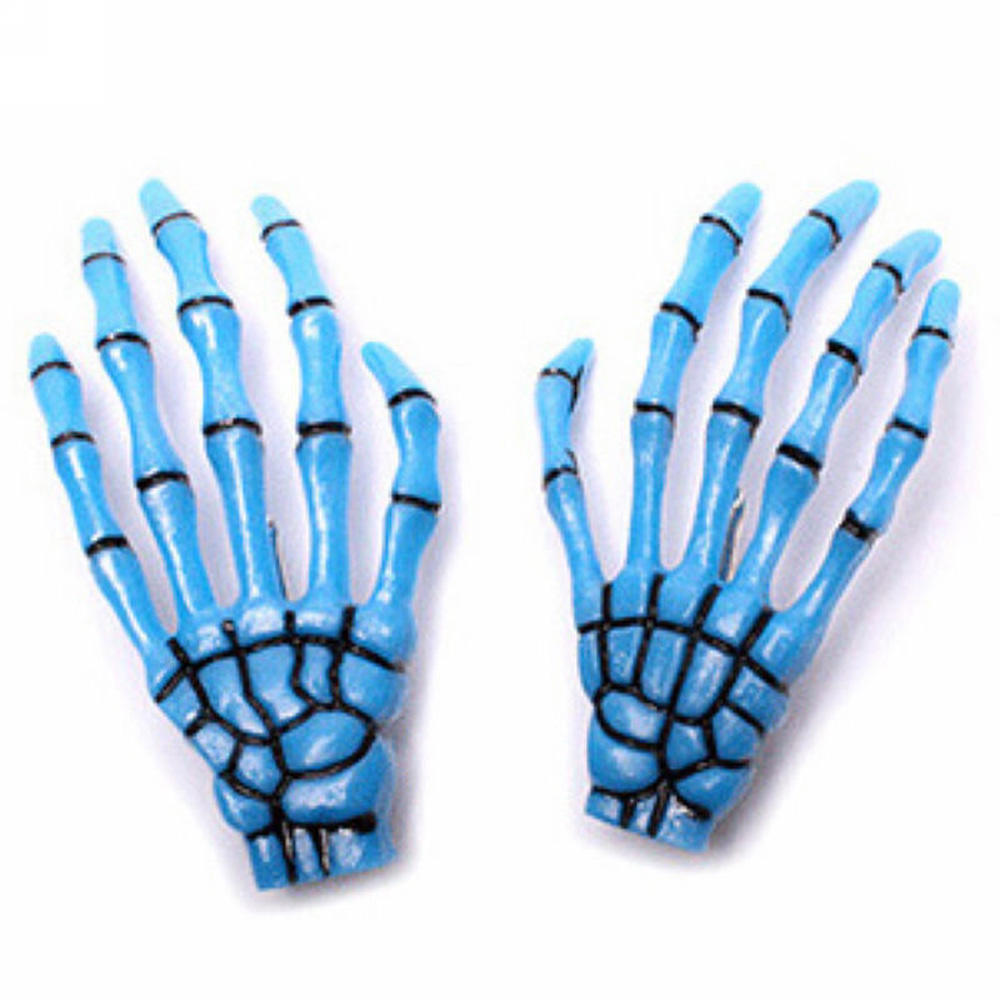 2PCS/SET Creative Design Skull Hand Bone Hairpin Gripper Ghost Skeleton Hair Clips Bone Claw Women's Fashion Hair Accessories