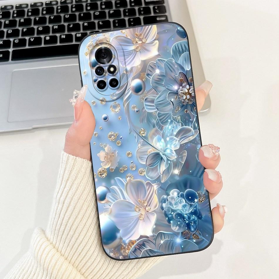 For Huawei Nova 8 8i Beautiful Bow Rose Painting Phone Case For Huawei Nova8 Nova8i Shockproof Soft Silicone Cases