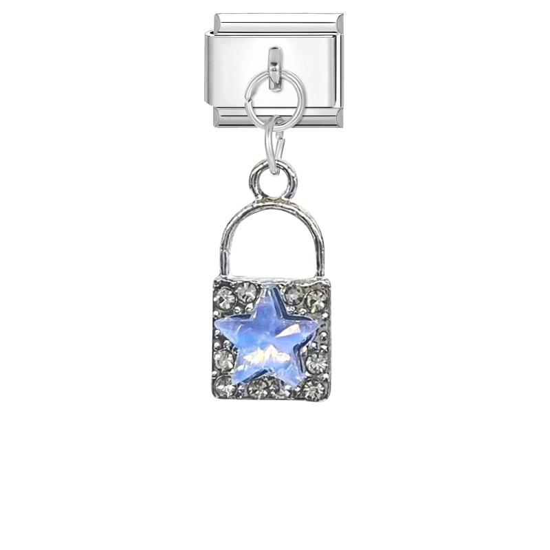 New Shiny Bow Knot Butterfly Moon Star Zircon Pendant Italian Charm Link Fit 9MM Bracelet Stainless Steel Women Men DIY Making