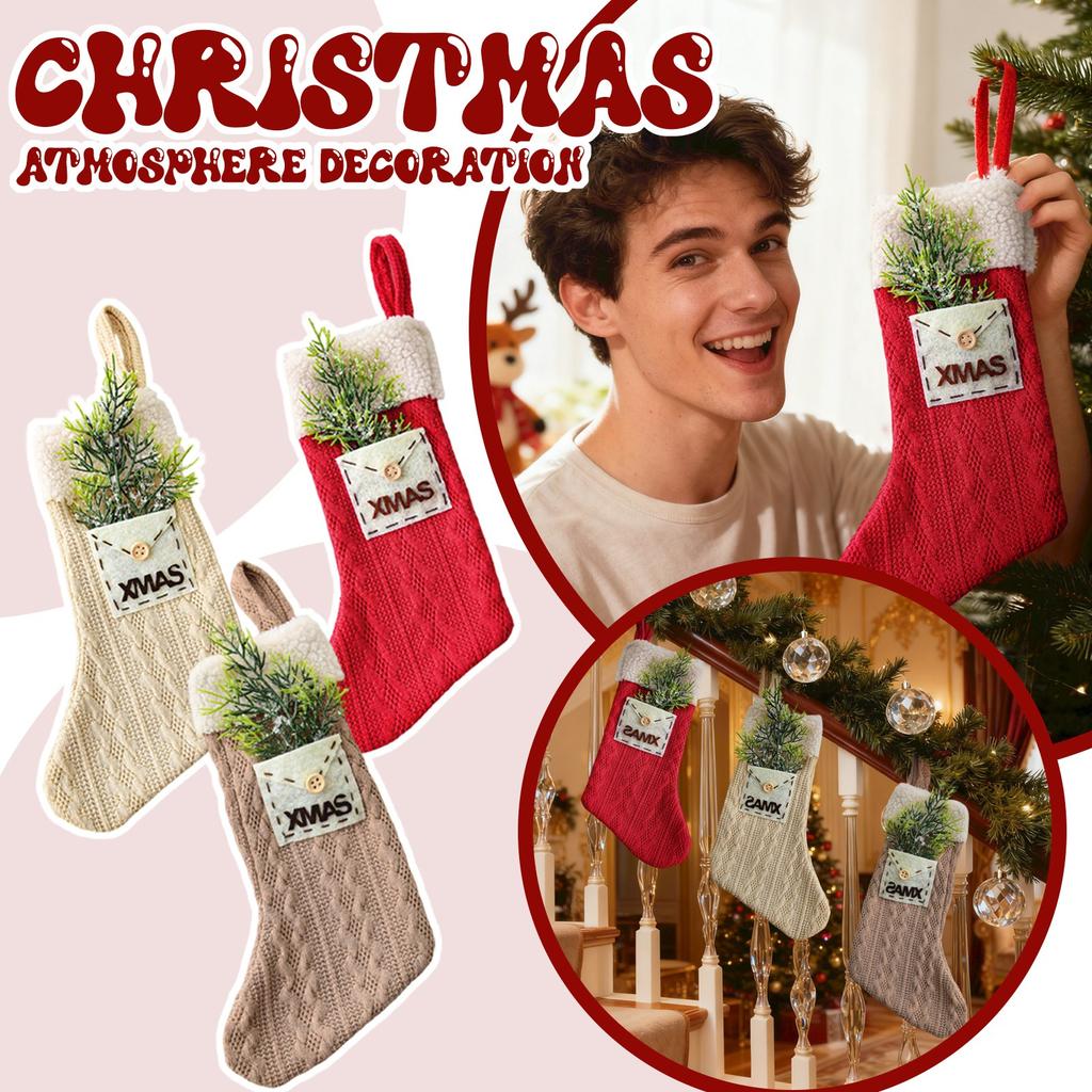 Christmas Decorations, Knitted Woolen Stockings, Christmas Tree Ornaments, Christmas Stockings, Christmas Gift Bag Decorations