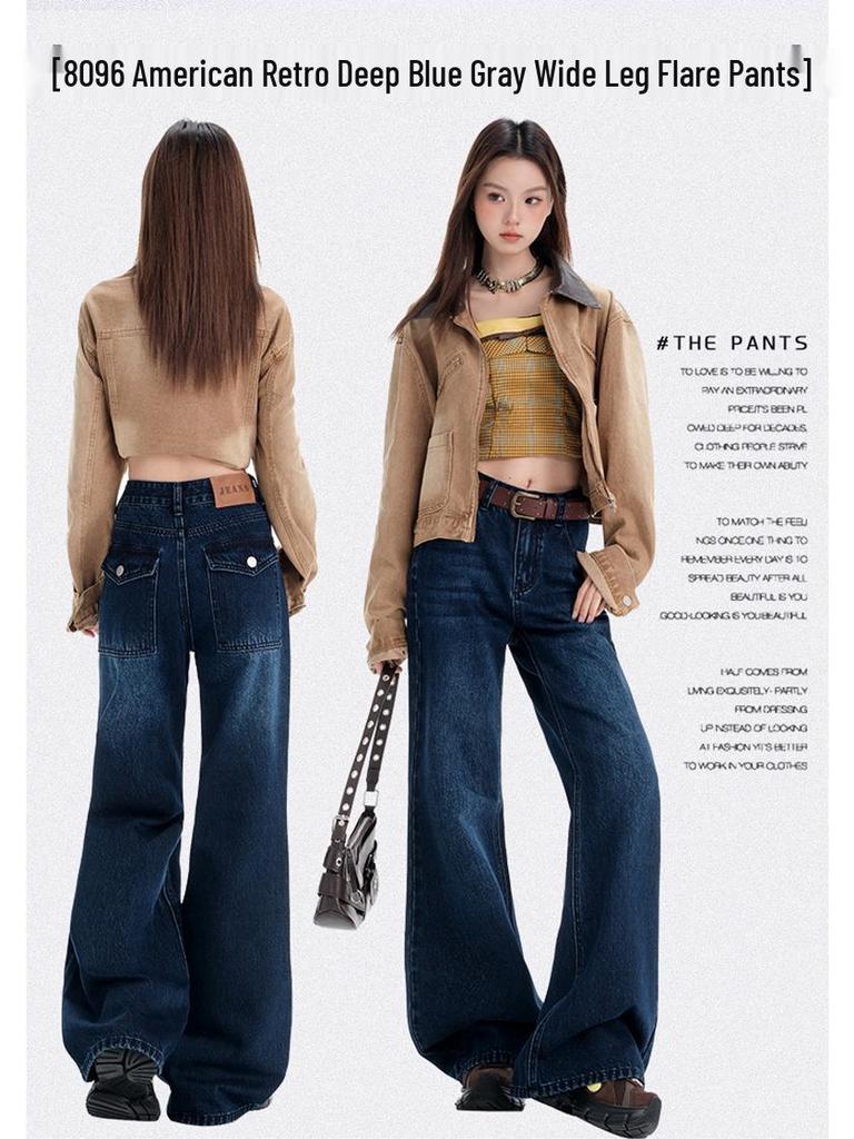 Dam 2025 Höst Retro Vida Ben Låg Midja Lätt Utsvängda Lösa Jeans