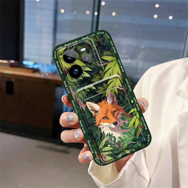 Durable Silicone Phone Case For Realme GT7 Pro Card Slot Full Wrap Cartoon Fashion Design Anti-dust Dirt-resistant Cute