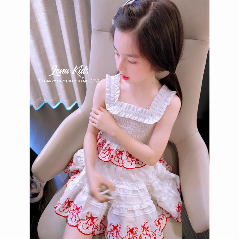 LENAKIDS Cherry Embroidered Tencel Girls  Set 100 (Height 95-105cm)