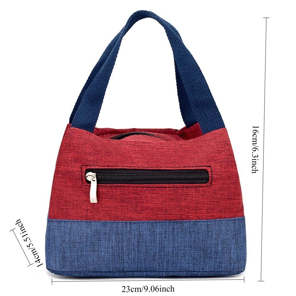 Thickened Oxford Canvas Lunch Bag Women Floral Handbag Portable Tote Lunch Box Bag Daily Hand Purse for Work