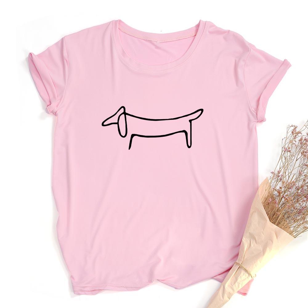 Simple Dachshund Dog Print Clothes Women Summer T Shirt Graphic Tees Female Harajuku Aesthetic Short Sleeve