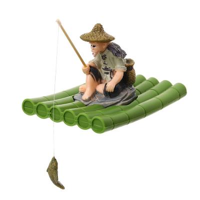 Ozdoba PVC Stary Człowiek Wędkujący Pływający Liść Lotosu Jiang Tai Gong Wędkowanie DIY pianka Miniaturowa Dekoracja Pokoju