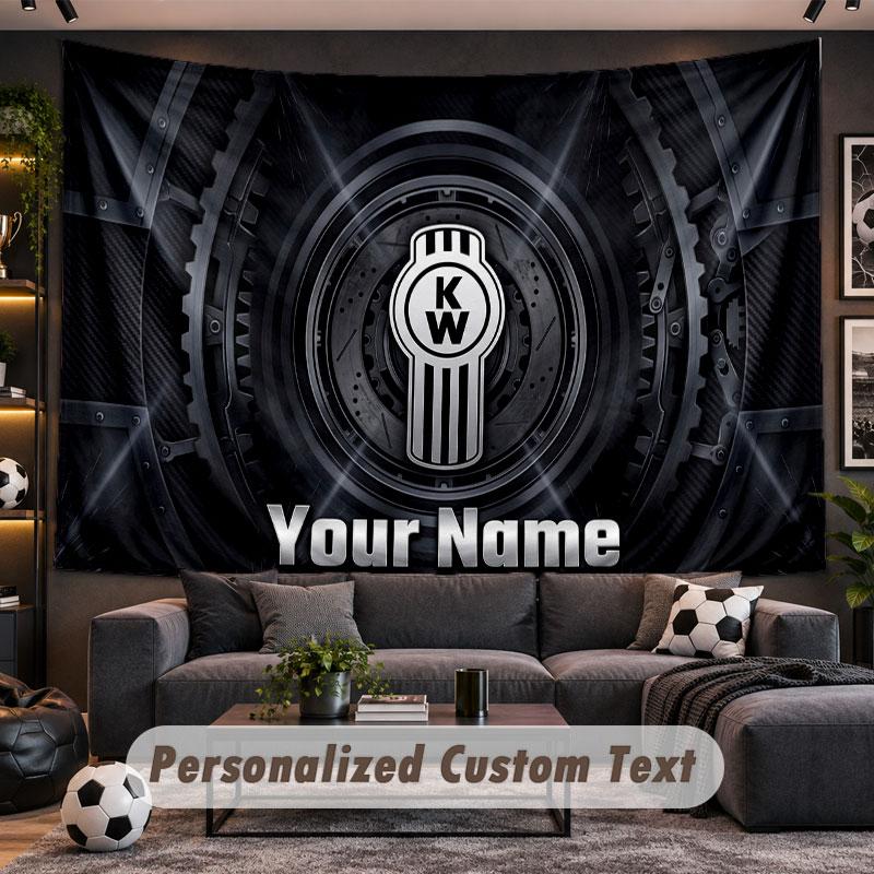 Wall Hanging Tapestry Custom NameKenworth Pattern Personalized Printed Fabric Wall Decor
