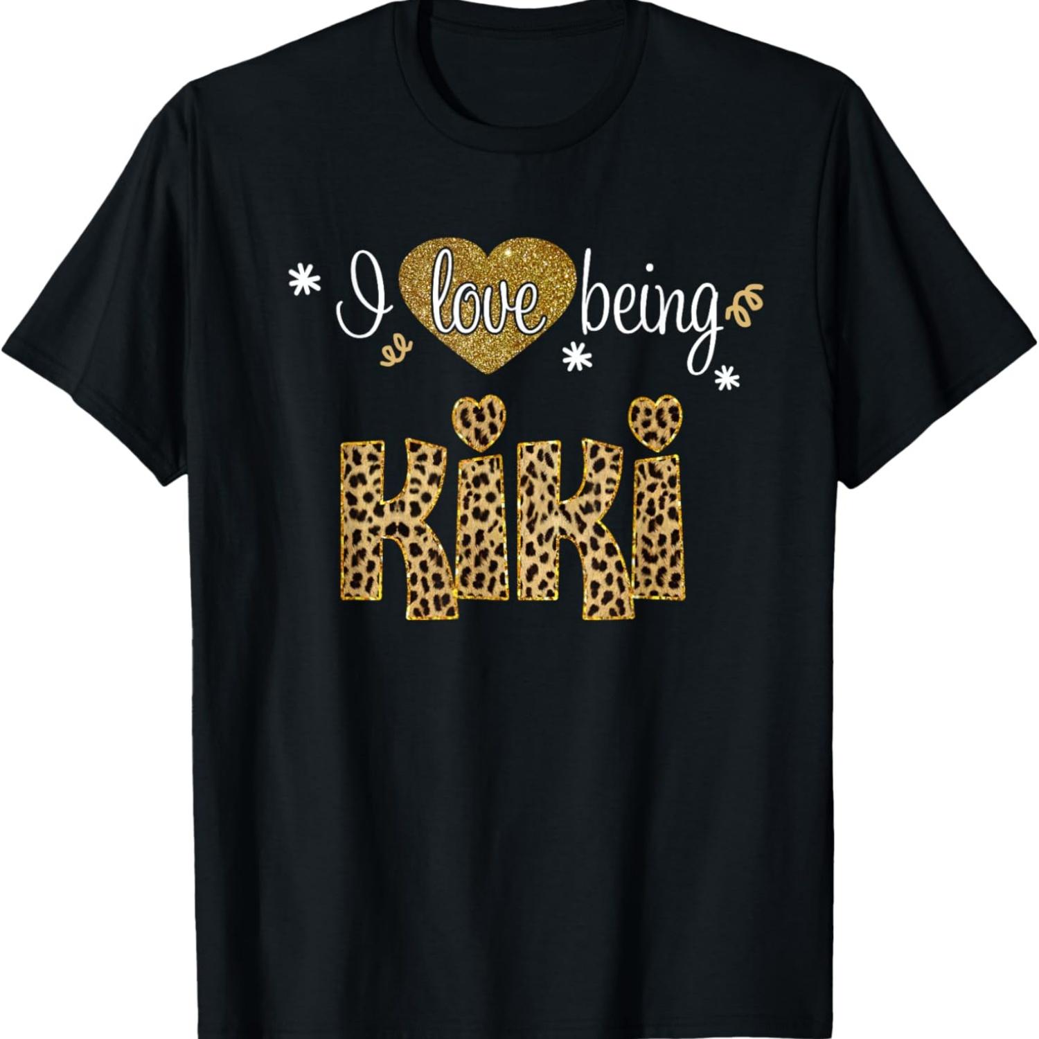 I Love Being Kiki leopard plaid- Christmas gift T-Shirt S