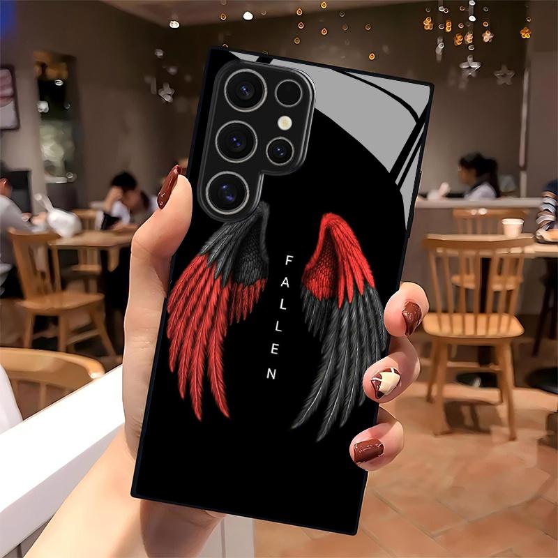 Fallen Angel Wing Pattern 2D Phone Case for Samsung S26 S25 S24 S23 S22 S21 S20 A56 A36 A16 - Glass Protective Cover
