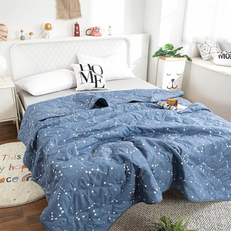 Lit d'été matelassé simple et double, léger, noyau de couette imprimé, climatisation, couette double, queen size, couette fine à carreaux