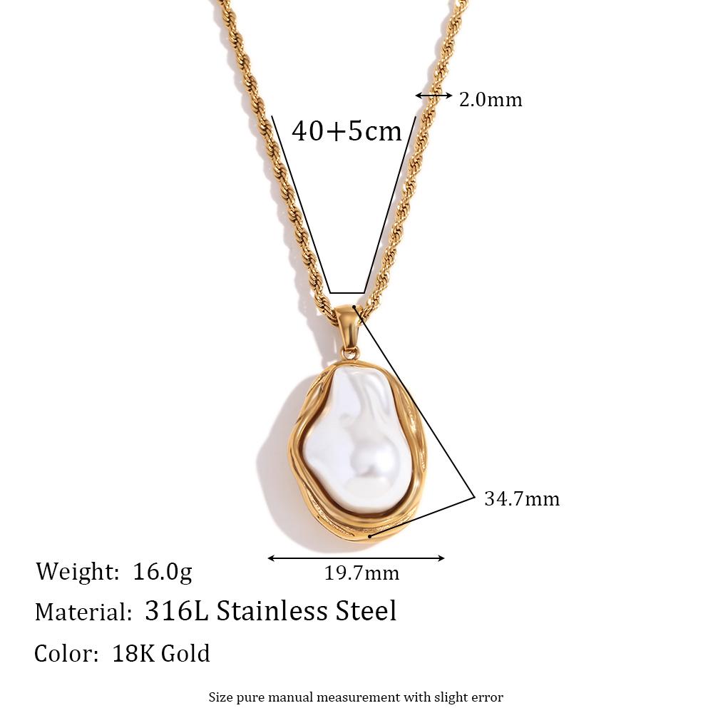 

MamacitaSlay 316L Stainless Steel Irregular Imitation Pearl Necklace New Design Waterproof Jewelry Women s High Quality Gift 40cm золотой