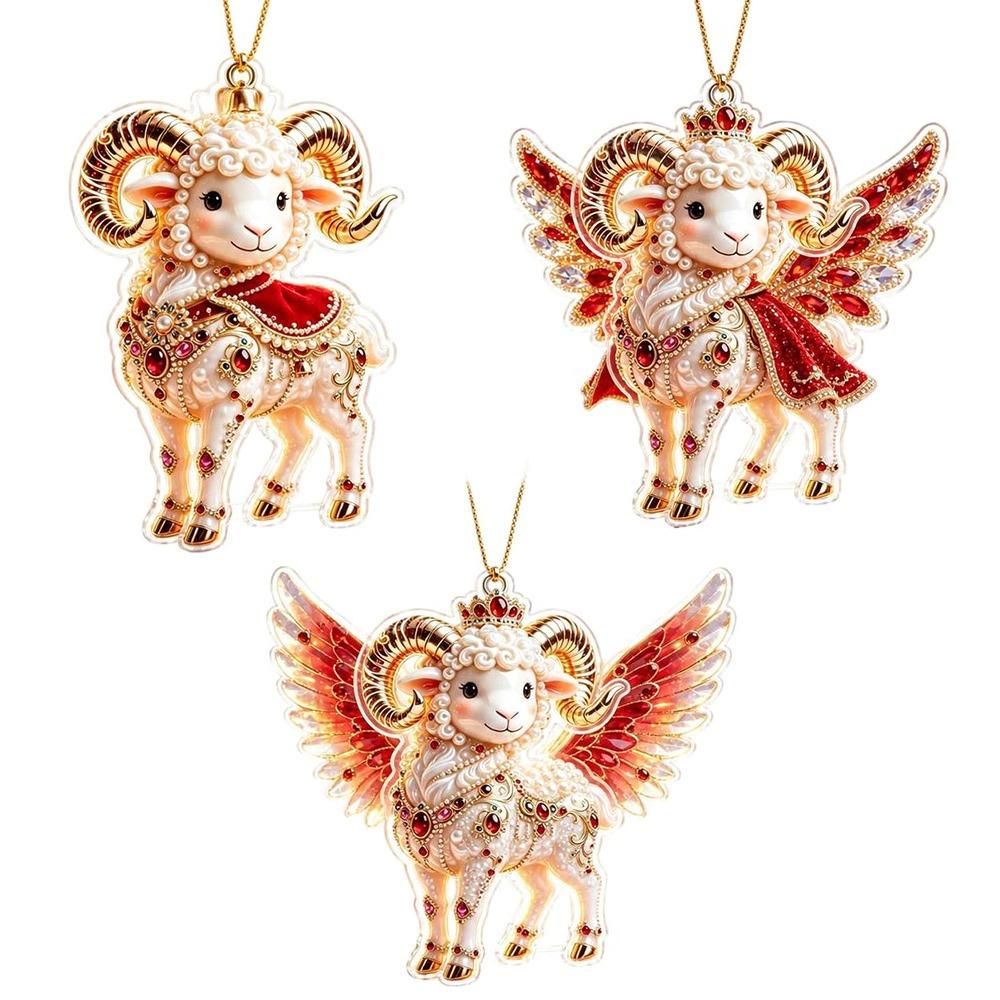 Shining Goat Pendant Acrylic Animal Hanging Decoration Christmas Tree Ornament  Holiday Party Decor
