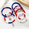6 pieces of Independence Day color matching soft ceramic bracelet, multi-layer stacked Western style cowboy hat boots bracelet