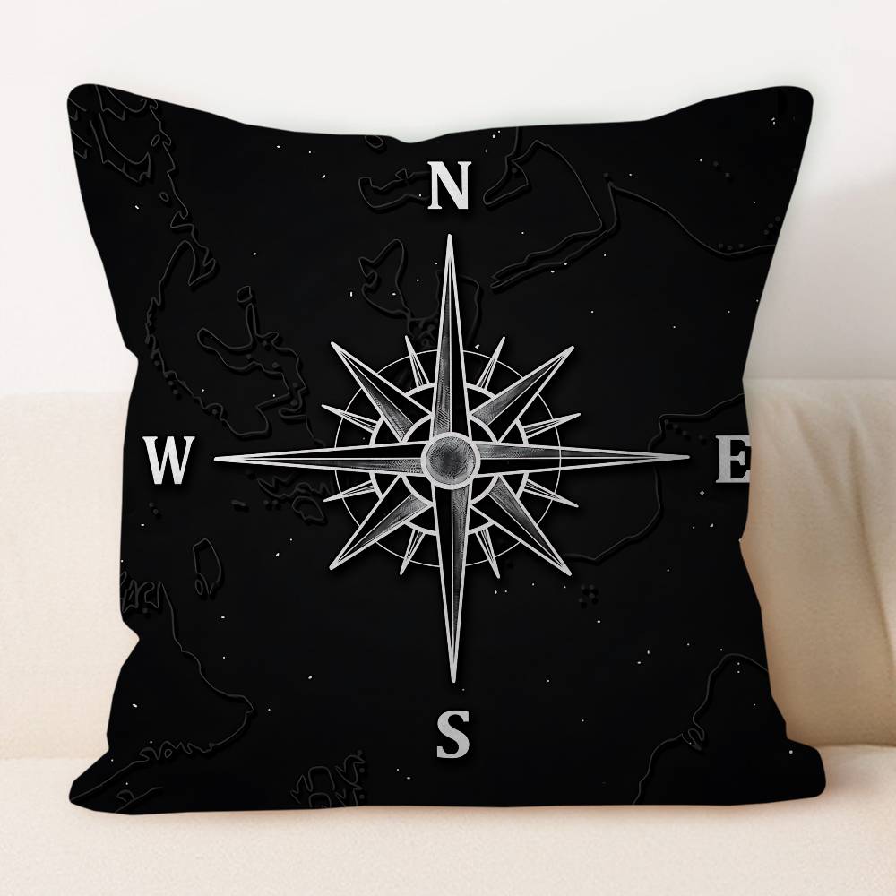 

N-Nautical C-Compass Logo Cushion Cover Pillow Cover Decor Pillowcase Printed Cushion Case For Couch 12x12Inch