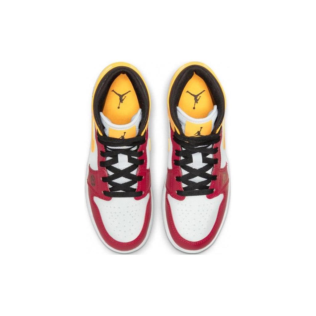 Air Jordan 1 Mid SE GS Motorsport Detské tenisky Biela Čierna Univerzitná-Zlatá DJ0336-067