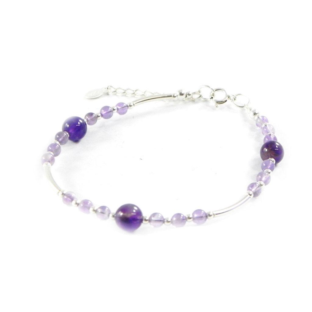 Les Trésors De Lily [I0023] - Silver Bracelet 'Mineralia' Amethyst