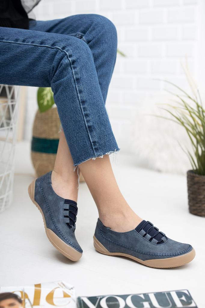 Women's Flat Shoes Orthopedic Pad Tan Denim Shoes