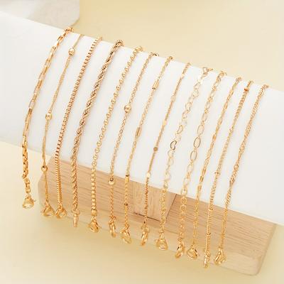 Fashion Jewelry For To Women 13PCS/Set Hollow Basic Stackable Multiple Sets Bracelets Love Heart Perfect Gift Fashionable And Simple  Handmade